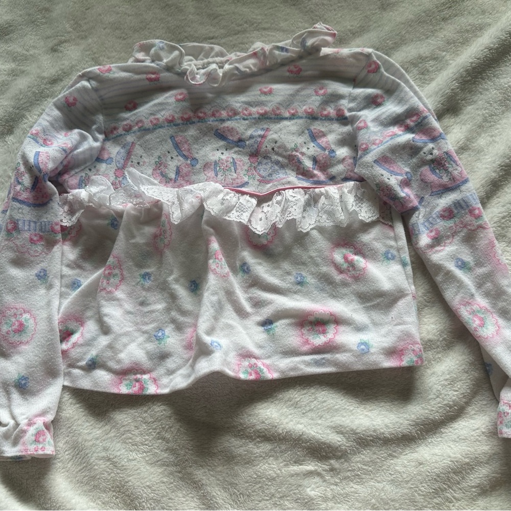 Vintage Edie Bee by Jackie's Girls Polyester Floral Top, Size 6 Bears